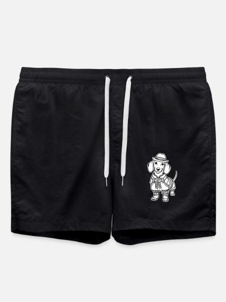 Dackel In Trachten Bayerischer Dackel - Badeshorts - Schwarz