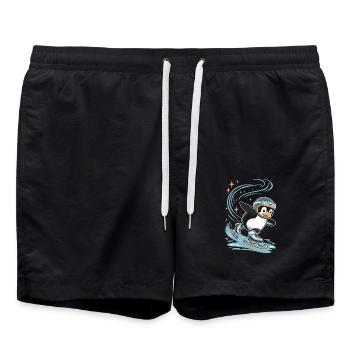 Pinguin Auf Schlittschuhen Mit Helm - Badeshorts - Schwarz - Vorne - AI Model Male 185 light (185cm)
