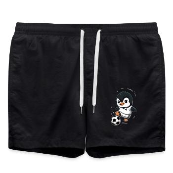 Dessin animé de joueur de football pingouin - Short de bain - noir - Devant - AI Model Male 185 light (185cm)