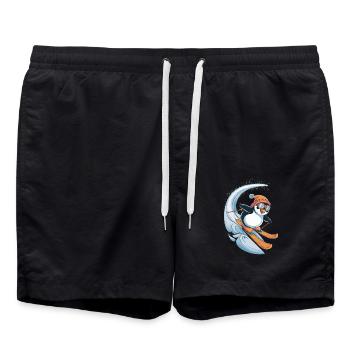 Penguin Skiing Fun Winter - Swim Trunks - black - Front - AI Model Male 185 light (185cm)