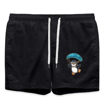 Skydiving penguin in adventure - Swim Trunks - black - Front - AI Model Male 185 light (185cm)