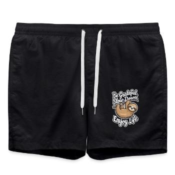 Be grateful, slow down, enjoy life - - Swim Trunks - black - Front - AI Model Male 185 light (185cm)