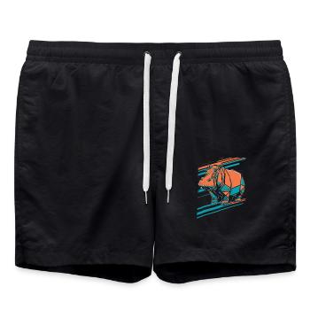 Geometrischer Hippo Kunst Design - Badeshorts - Schwarz - Vorne - AI Model Male 185 light (185cm)