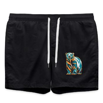 Colorful Bear in Geometric Style - Swim Trunks - black - Front - AI Model Male 185 light (185cm)