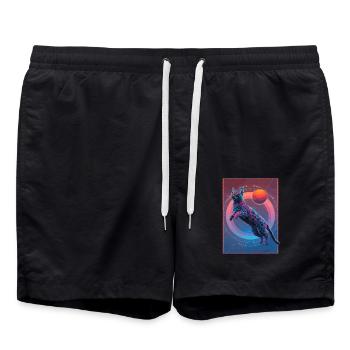 Tierkunst Planet Fantasy Artwork Katze und - Badeshorts - Schwarz - Vorne - AI Model Male 185 light (185cm)