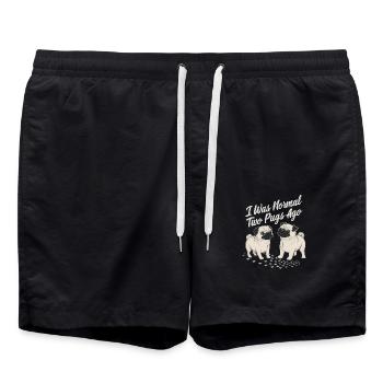 Ich War Normal Vor Zwei Möpsen - Badeshorts - Schwarz - Vorne - AI Model Male 185 light (185cm)