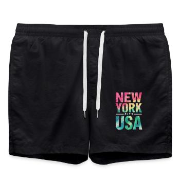 New York City United States Souvenir - Swim Trunks - black - Front - AI Model Male 185 light (185cm)