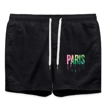 Souvenir de Paris Aquarelle - Short de bain - noir - Devant - AI Model Male 185 light (185cm)