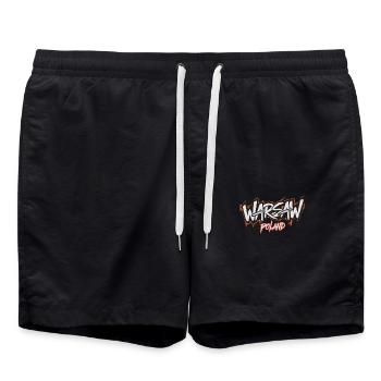 Warsaw Poland Souvenir - Swim Trunks - black - Front - AI Model Male 185 light (185cm)