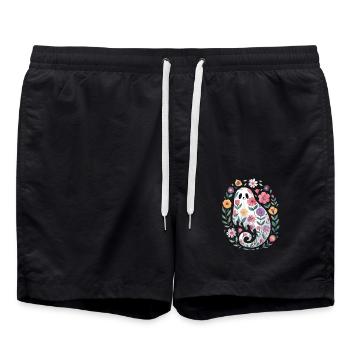 fleur Déco florale Halloween - Short de bain - noir - Devant - AI Model Male 185 light (185cm)