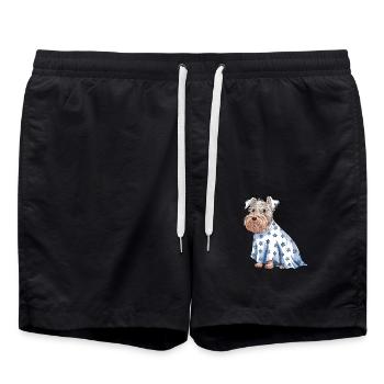 Joli chien portant un costume de fantôme d'Halloween - Short de bain - noir - Devant - AI Model Male 185 light (185cm)