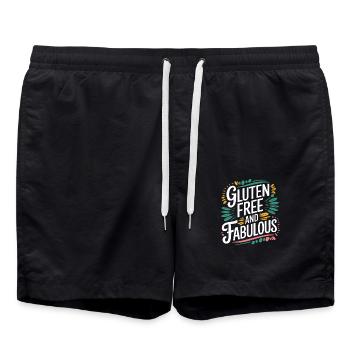 Gluten Free and Fabulous Motif - Swim Trunks - black - Front - AI Model Male 185 light (185cm)