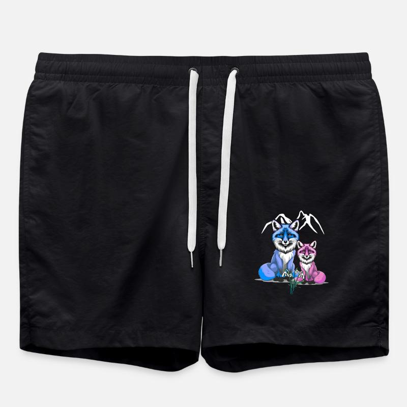 fox foxes child children - Swim Trunks - black