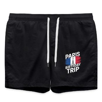 Voyage d’anniversaire à Paris avec la Tour Eiffel - Short de bain - noir - Devant - AI Model Male 185 light (185cm)