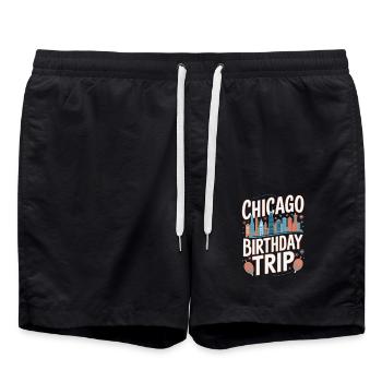 Chicago Geburtstag Reise Skyline - Badeshorts - Schwarz - Vorne - AI Model Male 185 light (185cm)