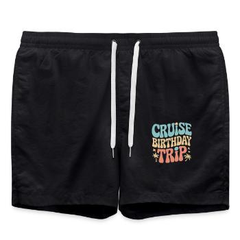 Cruise Birthday Trip Colorful Retro Design - Swim Trunks - black - Front - AI Model Male 185 light (185cm)