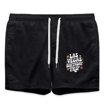 Las Vegas Birthday Trip – Unique - Swim Trunks - black - Front - AI Model Male 185 light (185cm)