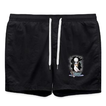 Maritime Halloween, Grim Reaper, Seagull, Seagulls, Bateau - Short de bain - noir - Devant - AI Model Male 185 light (185cm)