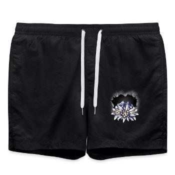 Gebirge Berge Tirol Österreich Schweiz Berg Blumen - Badeshorts - Schwarz - Vorne - AI Model Male 185 light (185cm)