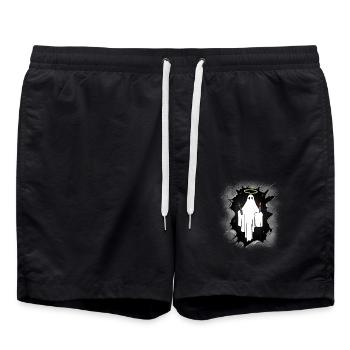 Ghost Ghosts Midnight Halloween Witching Hour - Swim Trunks - black - Front - AI Model Male 185 light (185cm)