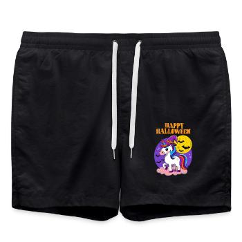 Joyeux Halloween Licorne Sorcière Enfants Coloré Mignon - Short de bain - noir - Devant - AI Model Male 185 light (185cm)