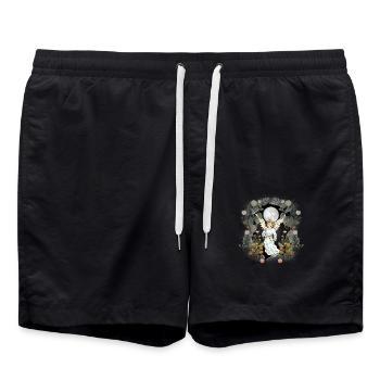 mystical, spiritual, angel, nature, nature lover - Swim Trunks - black - Front - AI Model Male 185 light (185cm)