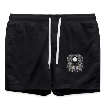 mystical nature raven crow birds full moon halloween - Swim Trunks - black - Front - AI Model Male 185 light (185cm)