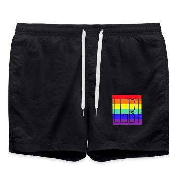 LGBT Rainbow Rainbow Flag Gay Pride - Swim Trunks - black - Front - AI Model Male 185 light (185cm)