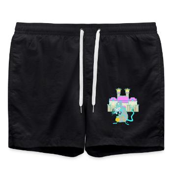 Rongeur Rat Château Moyen Âge Château Forteresse Enfant - Short de bain - noir - Devant - AI Model Male 185 light (185cm)