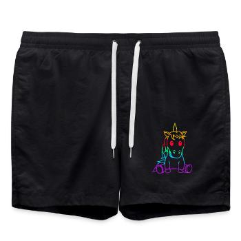 LGBT Licorne Gay Pride Cheval drapeau arc-en-ciel - Short de bain - noir - Devant - AI Model Male 185 light (185cm)