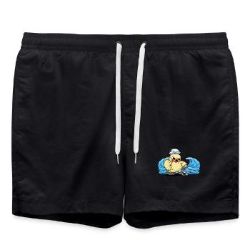 Vogel Vögel Seemann Seefahrer Moin Ahoi - Badeshorts - Schwarz - Vorne - AI Model Male 185 light (185cm)