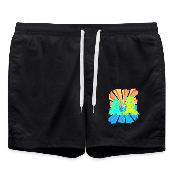 Enfant Enfants Bébé Rétro Licornes Licorne des années 80 des années 90 - Short de bain - noir - Devant - AI Model Male 185 light (185cm)