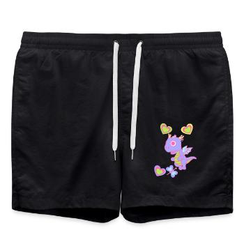 Bébé Dragon Dragon Enfants Enfant Rétro Années 80 Années 90 - Short de bain - noir - Devant - AI Model Male 185 light (185cm)