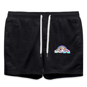 Arc-en-ciel Licorne Licornes Cheval Chevaux Enfants - Short de bain - noir - Devant - AI Model Male 185 light (185cm)