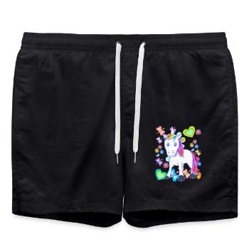 Licorne Licornes Enfants Enfant Cheval Chevaux - Short de bain - noir - Devant - AI Model Male 185 light (185cm)