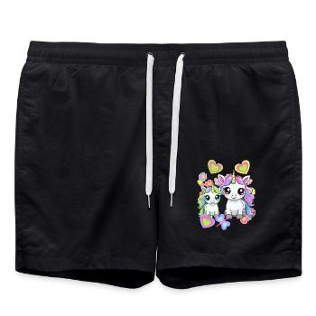 Unicorn Unicorns Child Kids Baby Birthday - Swim Trunks - black - Front - AI Model Male 185 light (185cm)