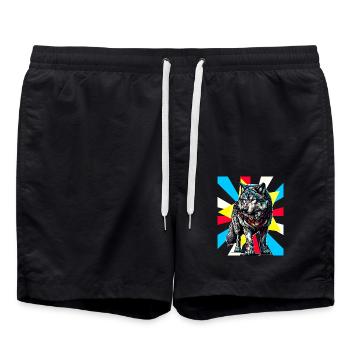Wolf Wölfe Tattoo - Badeshorts - Schwarz - Vorne - AI Model Male 185 light (185cm)