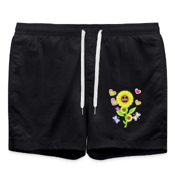 Sunflower Sunflowers Garden Flower Flowers - Swim Trunks - black - Front - AI Model Male 185 light (185cm)