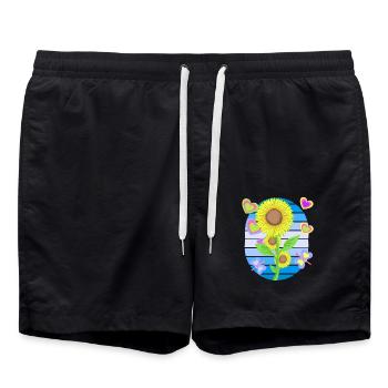 Sunflower Sunflower Retro 80s 90s Vintage - Swim Trunks - black - Front - AI Model Male 185 light (185cm)