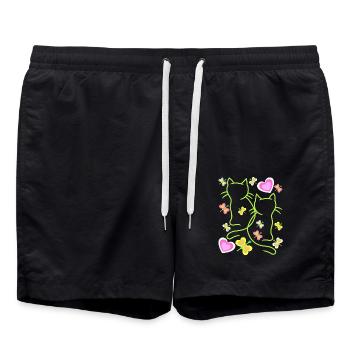 Enfants Enfant Printemps Chats Chat Chaton - Short de bain - noir - Devant - AI Model Male 185 light (185cm)