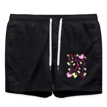Katze Katzen Kätzchen Valentin - Badeshorts - Schwarz - Vorne - AI Model Male 185 light (185cm)