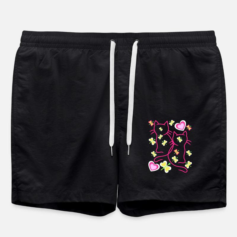 Chat Chats Chaton Valentine - Short de bain - noir