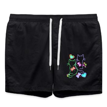 Spring Summer Retro Cats Cat Kids 80s - Swim Trunks - black - Front - AI Model Male 185 light (185cm)