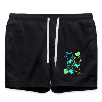Cats Cat Retro Vintage Kitten Cat Holder - Swim Trunks - black - Front - AI Model Male 185 light (185cm)