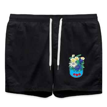 Alpen Blumen Österreich Tirol Schweiz Blume - Badeshorts - Schwarz - Vorne - AI Model Male 185 light (185cm)