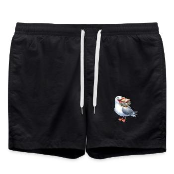 Mer du Nord Mer Baltique Mouette Mouettes Hareng maritime - Short de bain - noir - Devant - AI Model Male 185 light (185cm)