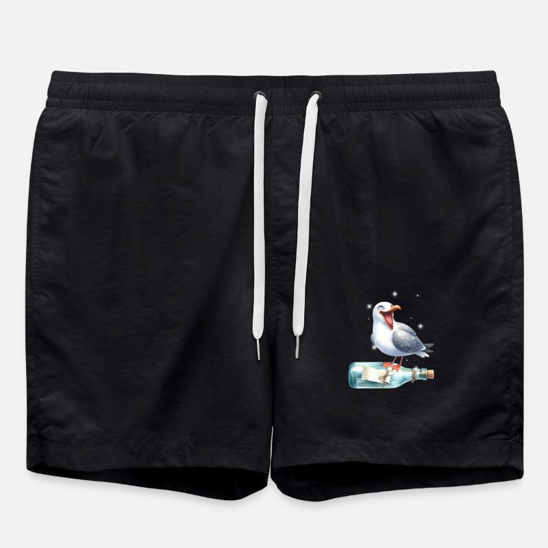 maritim Möwe Flaschenpost Möwen - Badeshorts - Schwarz