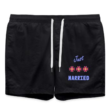 PAAR. ICH HABE GERADE GEHEIRATET. Junggesellinnenabschied. HEILIGER VALENTINSTAG. MARIES - Badeshorts - Schwarz - Vorne - AI Model Male 185 light (185cm)