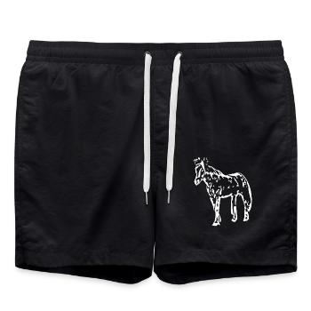 Pferde T-shirt Geschenk Reiter  - Badeshorts - Schwarz - Vorne - AI Model Male 185 light (185cm)
