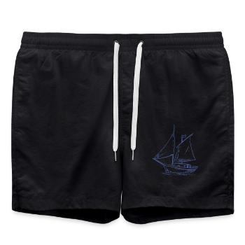 Sailing adventures in silhouette: Elegant - Swim Trunks - black - Front - AI Model Male 185 light (185cm)
